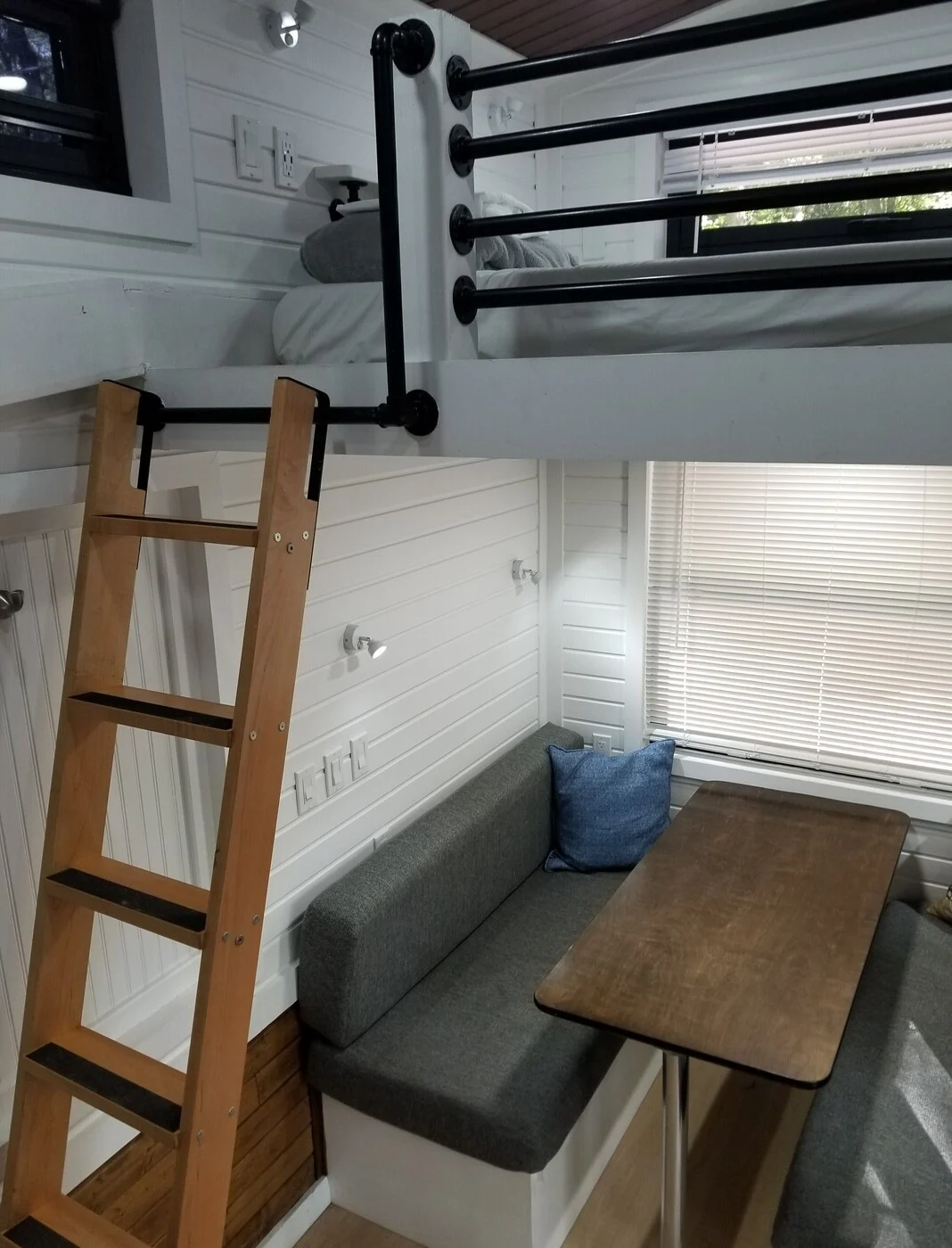 Speedway dining booth and loft ladder