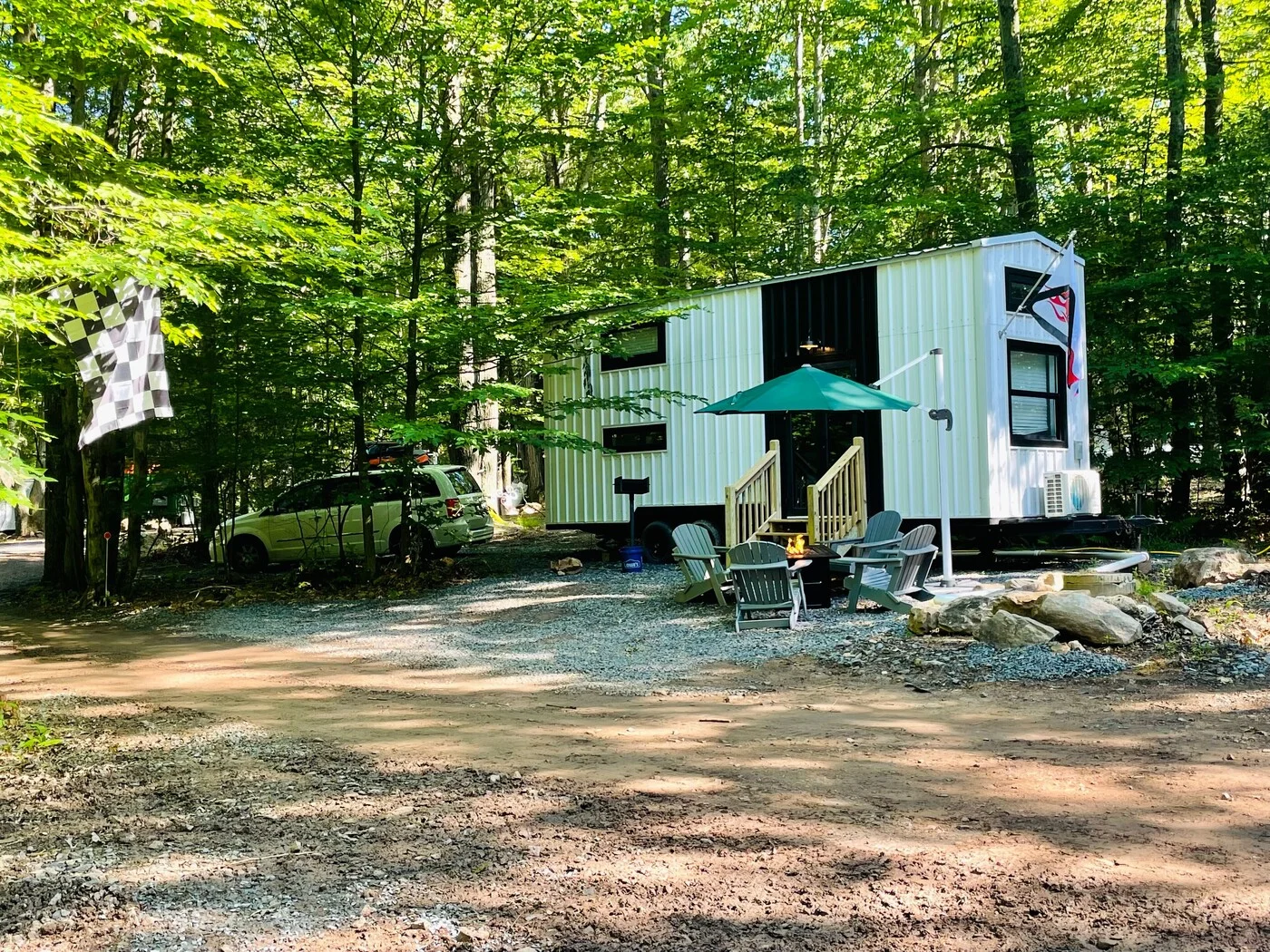 Speedway cabin and wooded surroundings