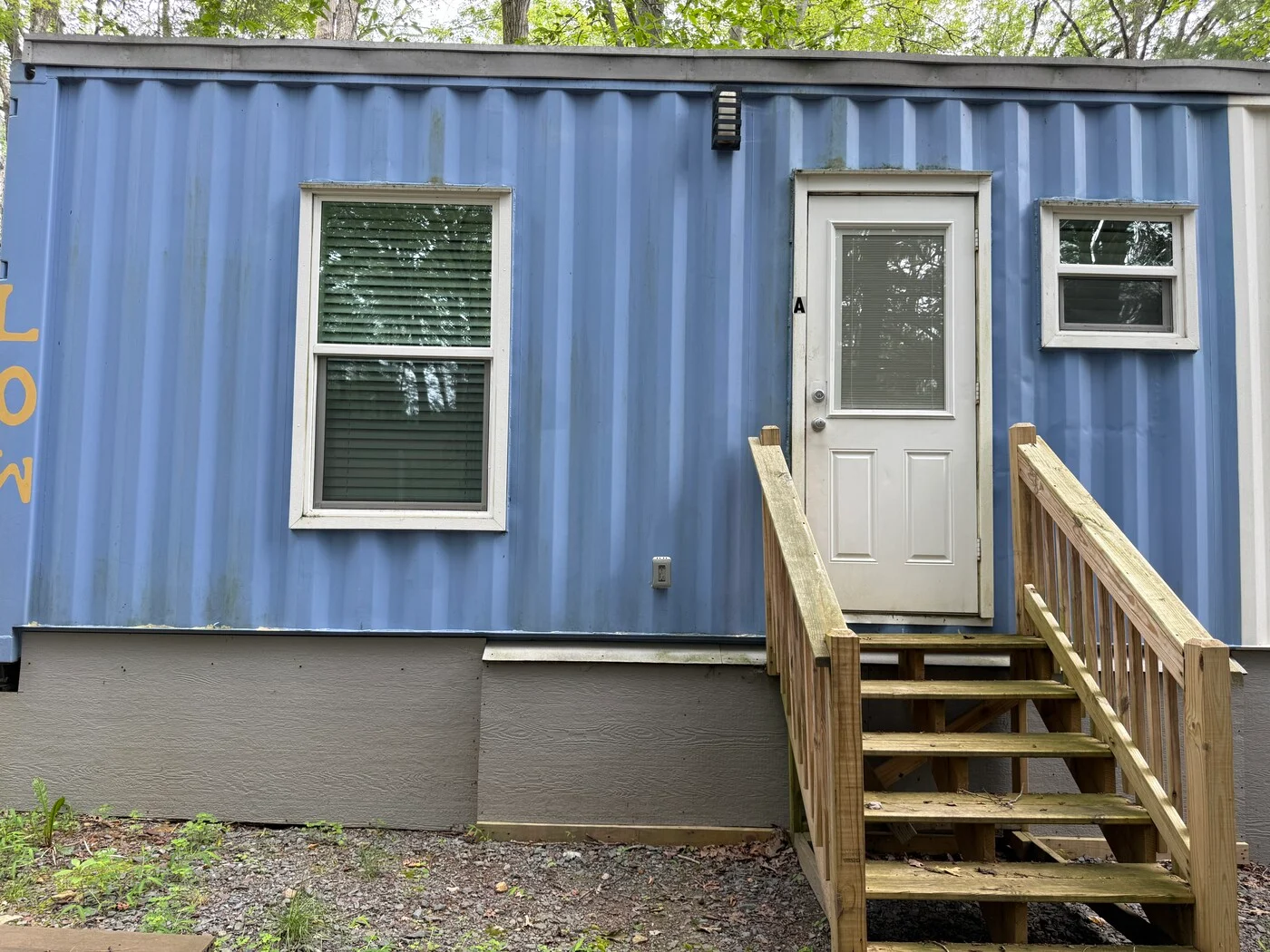 Low studio entrance with steps
